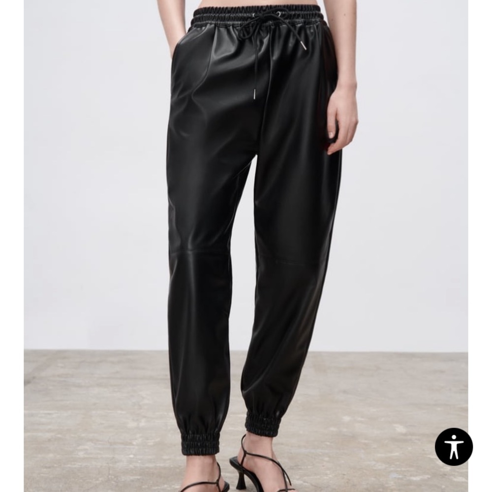 ZARA faux leather joggers